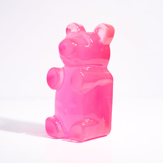 Neon gummy bear statues by Gabriela Rivera