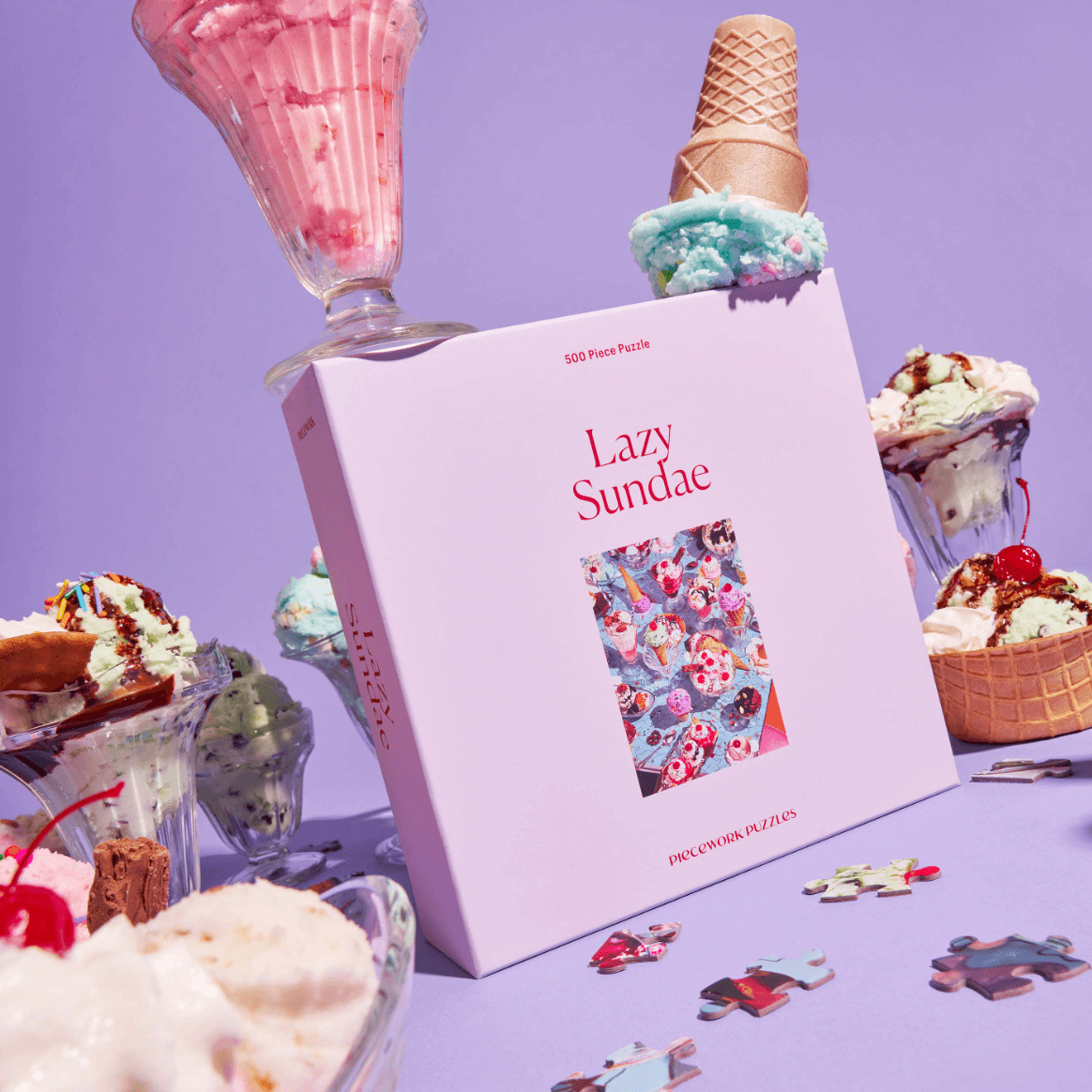 500 Piece Puzzle: Lazy Sundae with ice cream