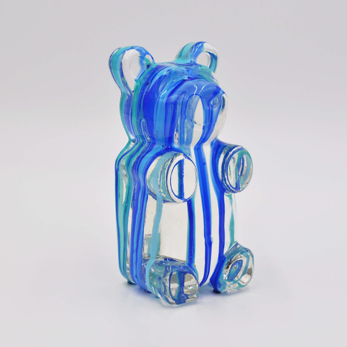 Blue Dripped Gummy Resin Bear Sculpture 