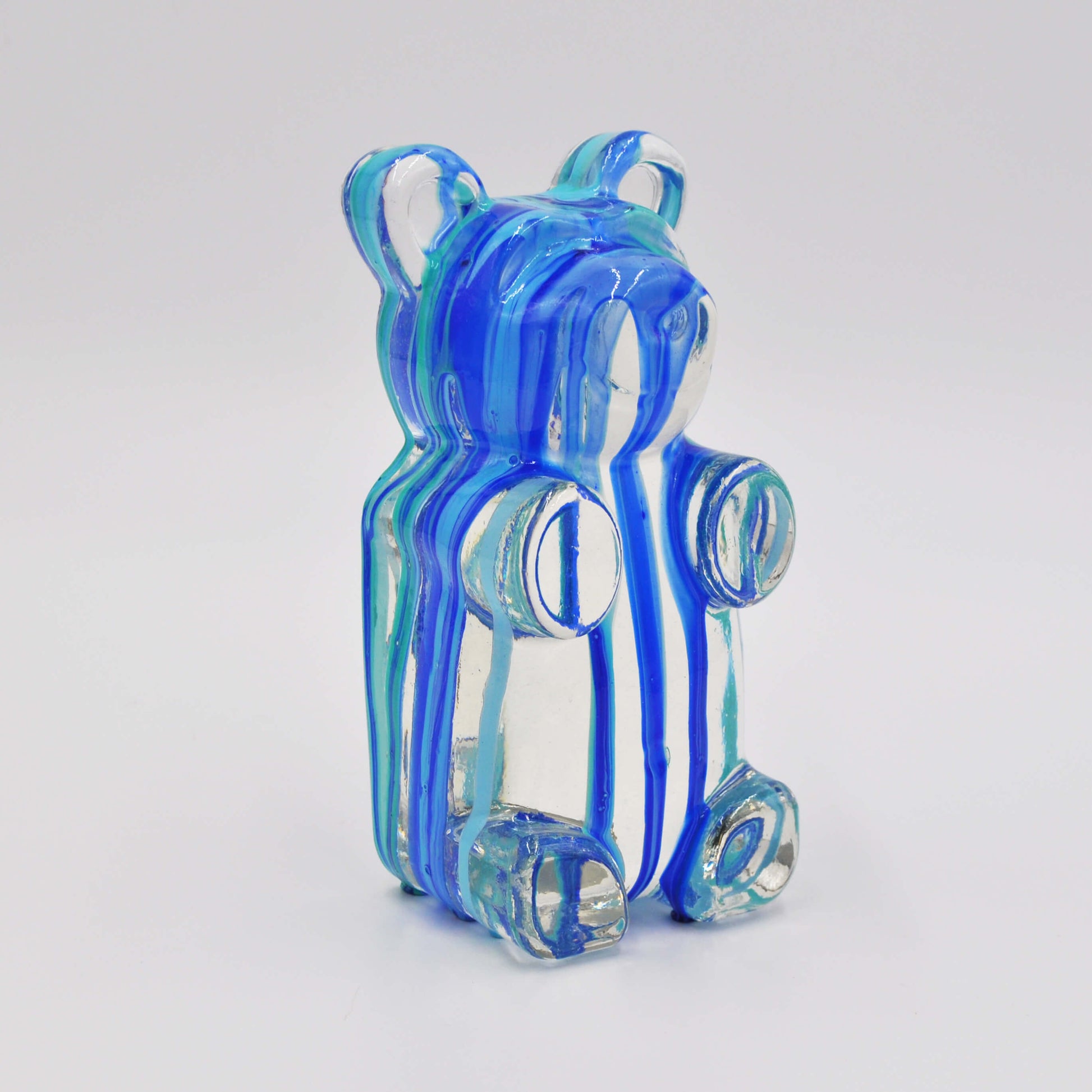 Blue Dripped Gummy Resin Bear Sculpture 