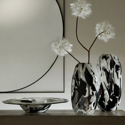 Oval Black & White Decorative Vase