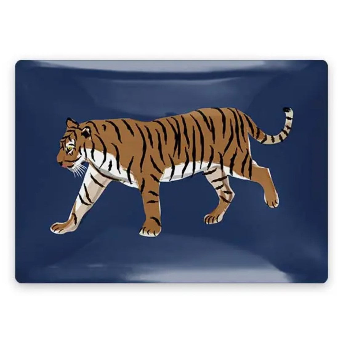 blue Walking Tiger Rectangle Glass Trinket Tray