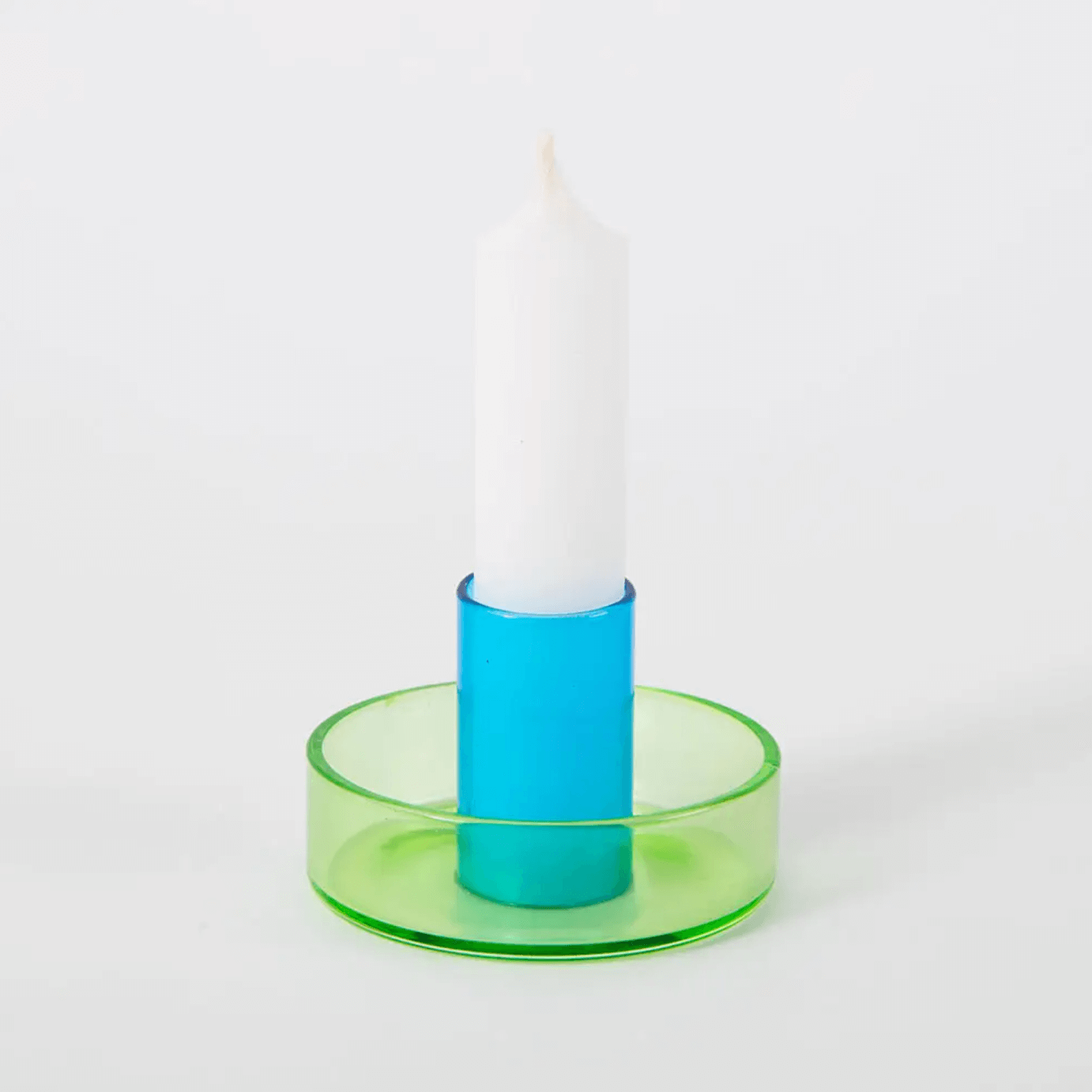 blue Glass Candlestick Holder 