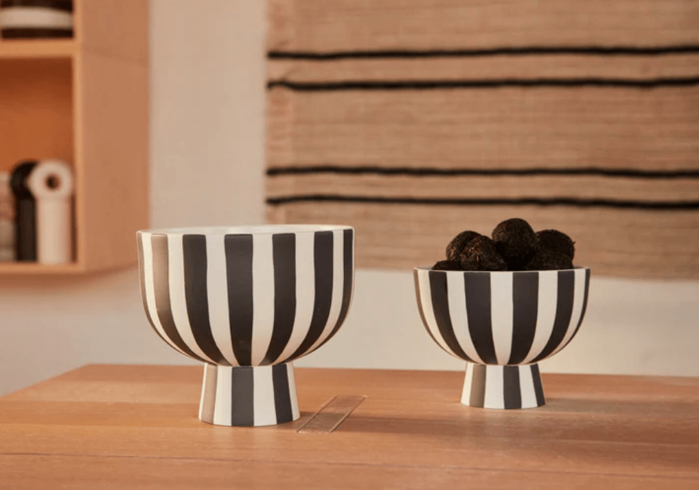 two Ceramic Bowls Handmade white and black