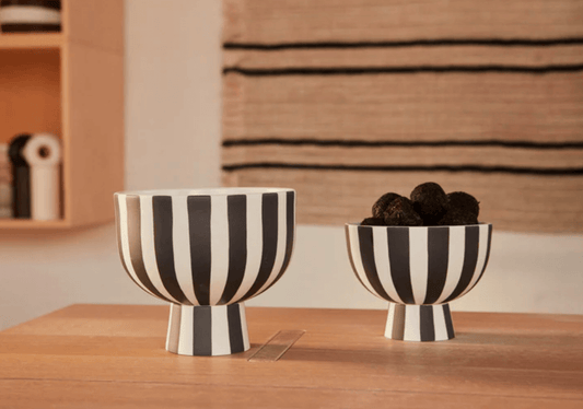 two Ceramic Bowls Handmade white and black