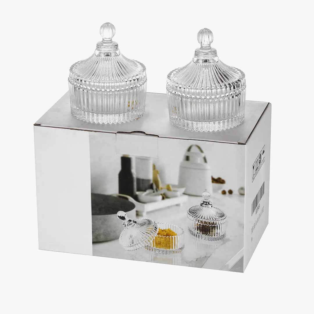 Crystal Glass Candy Jar Set of 2 