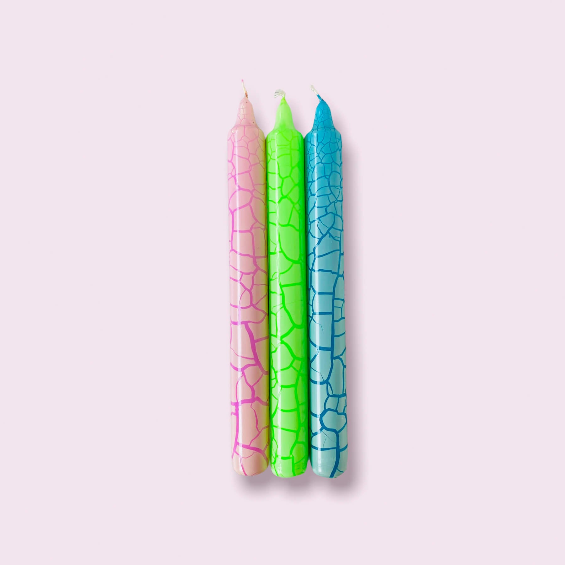 Wild Candles set green blue and pink